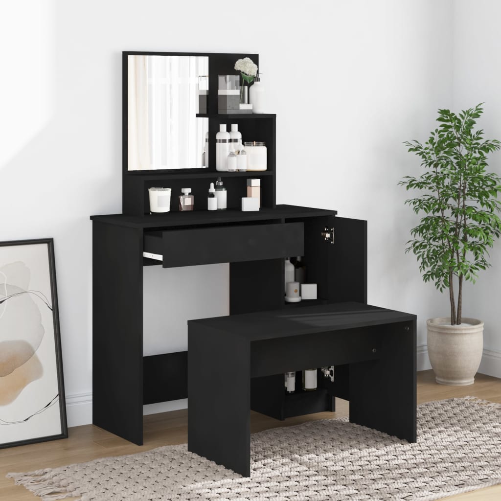 Dressing Table Set Black 86.5x35x136 cm - Bend