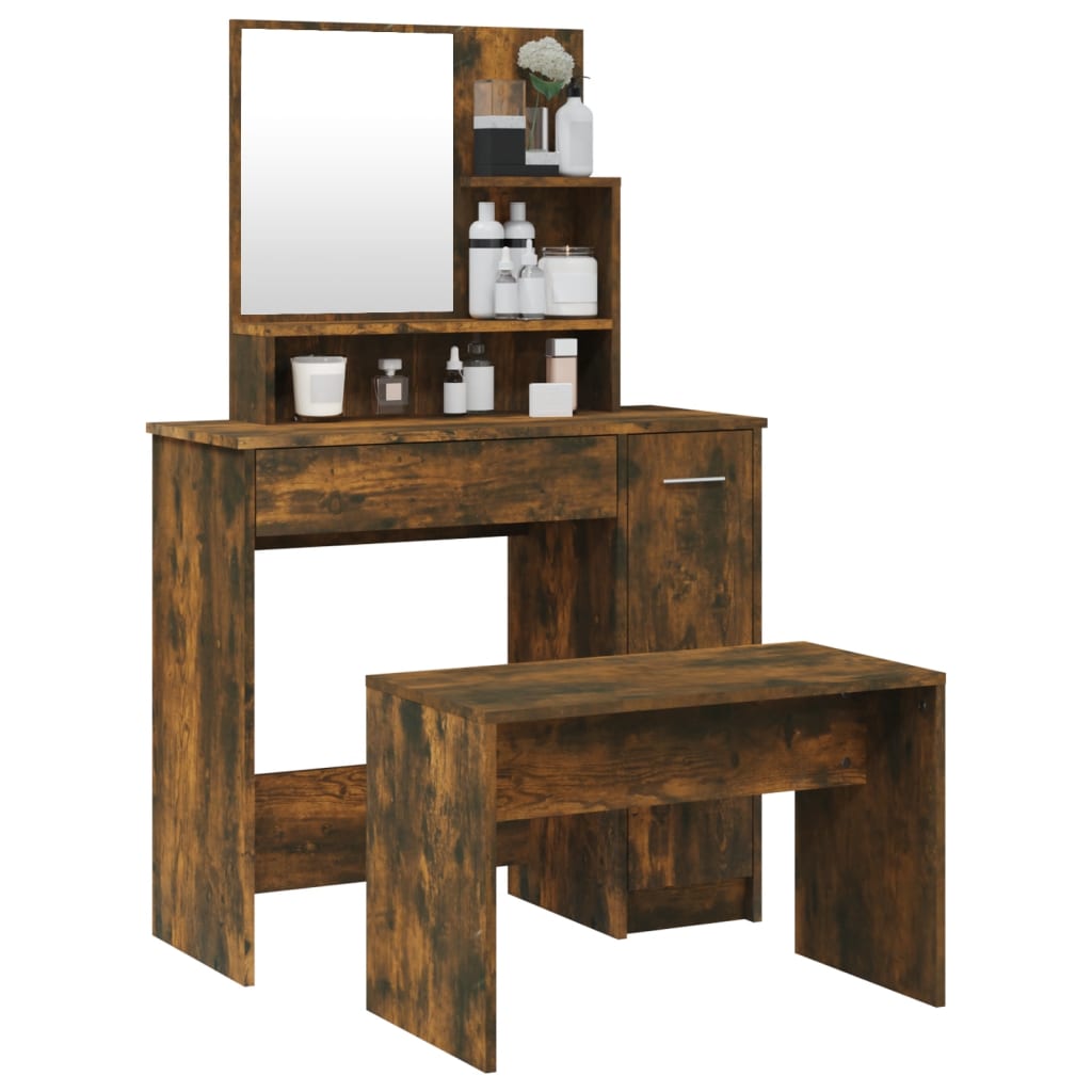 Dressing Table Set Smoked Oak 86.5x35x136 cm - Bend