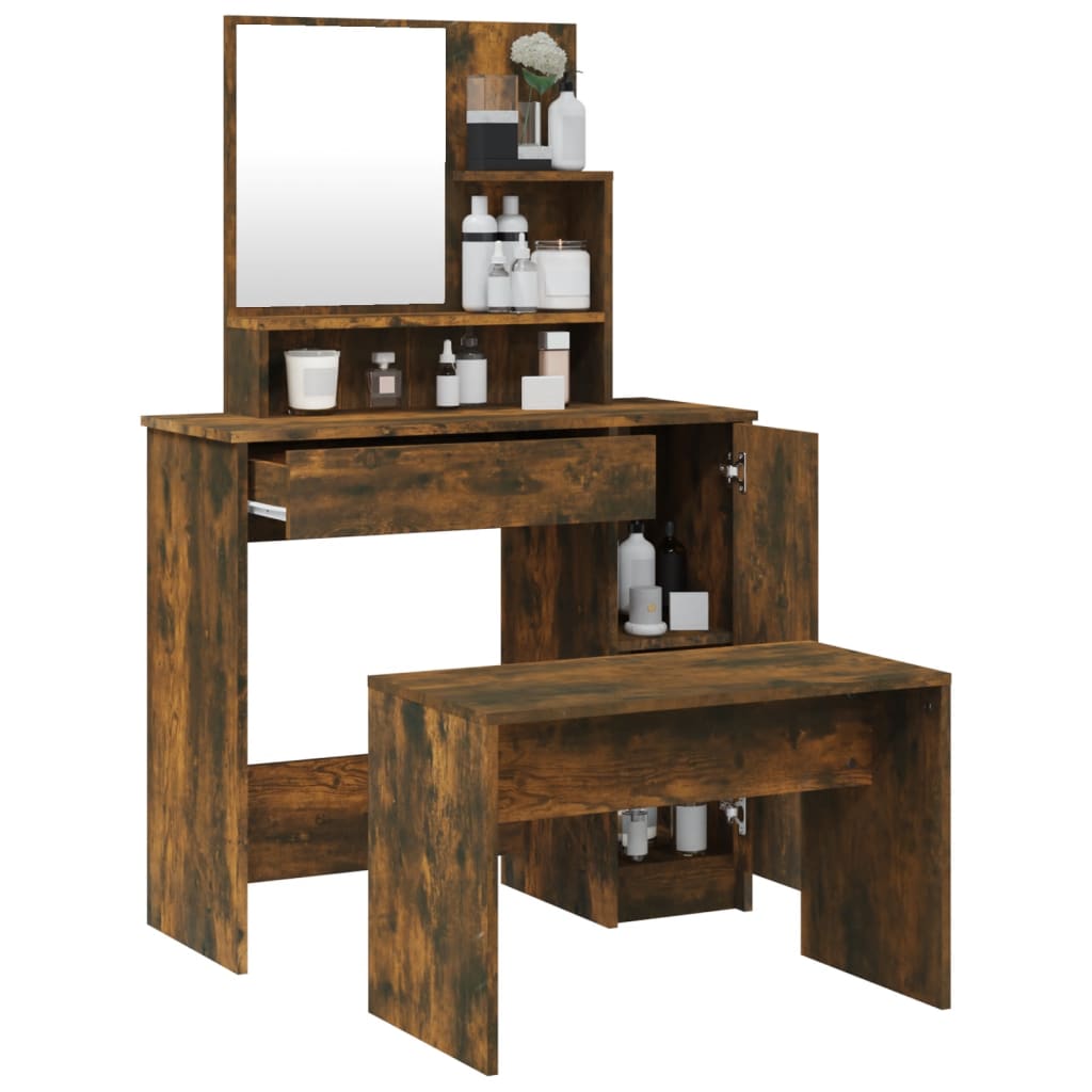 Dressing Table Set Smoked Oak 86.5x35x136 cm - Bend