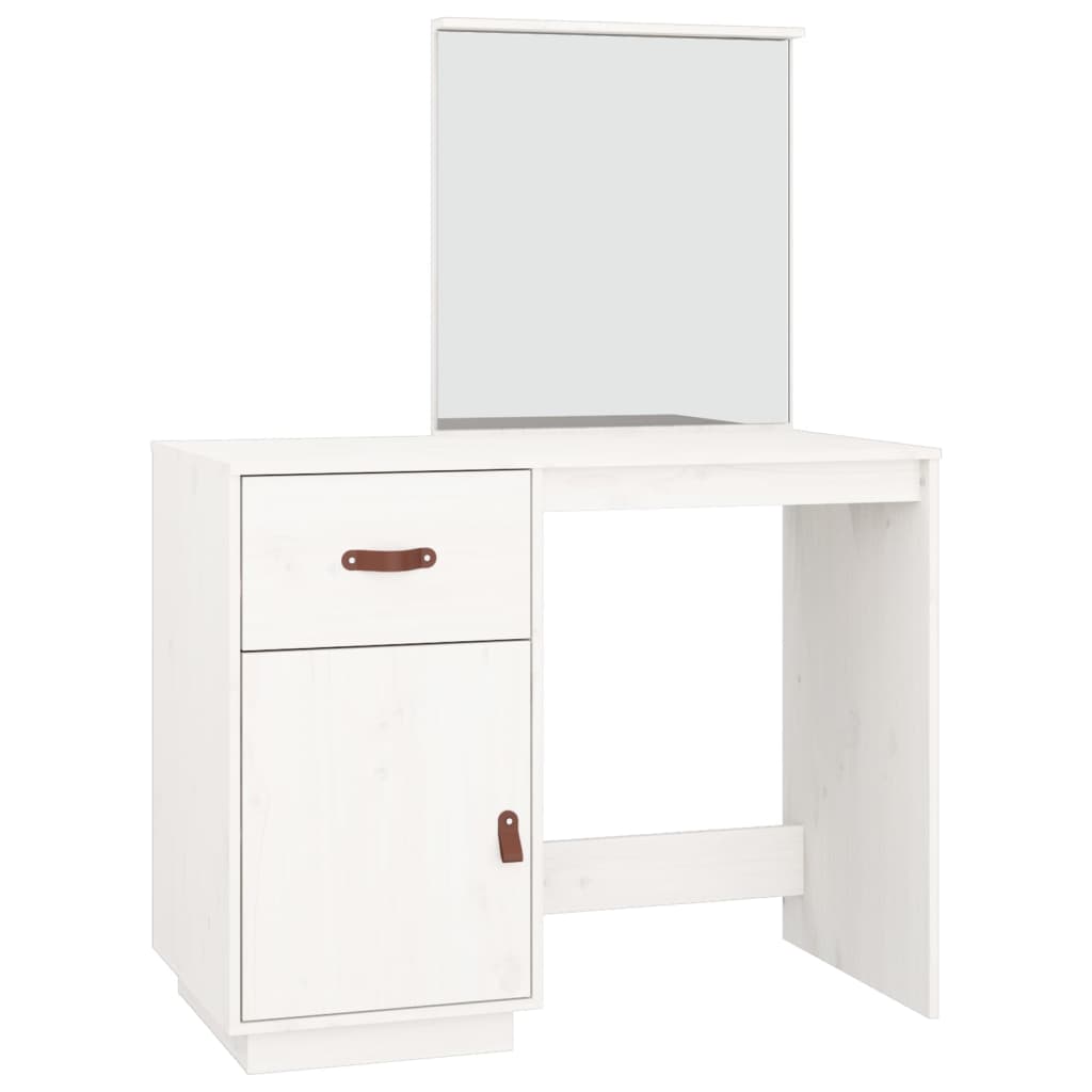 Dressing Table White 95x50x134 cm Solid Wood Pine - Bend