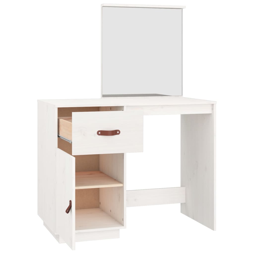 Dressing Table White 95x50x134 cm Solid Wood Pine - Bend