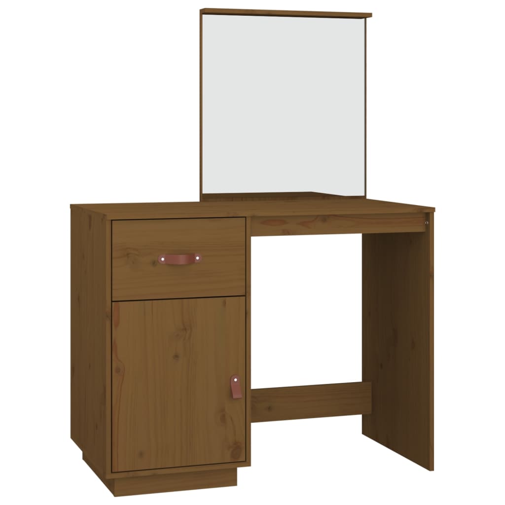 Dressing Table Honey Brown 95x50x134 cm Solid Wood Pine - Bend