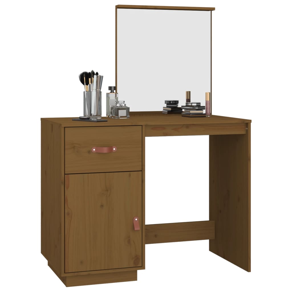 Dressing Table Honey Brown 95x50x134 cm Solid Wood Pine - Bend