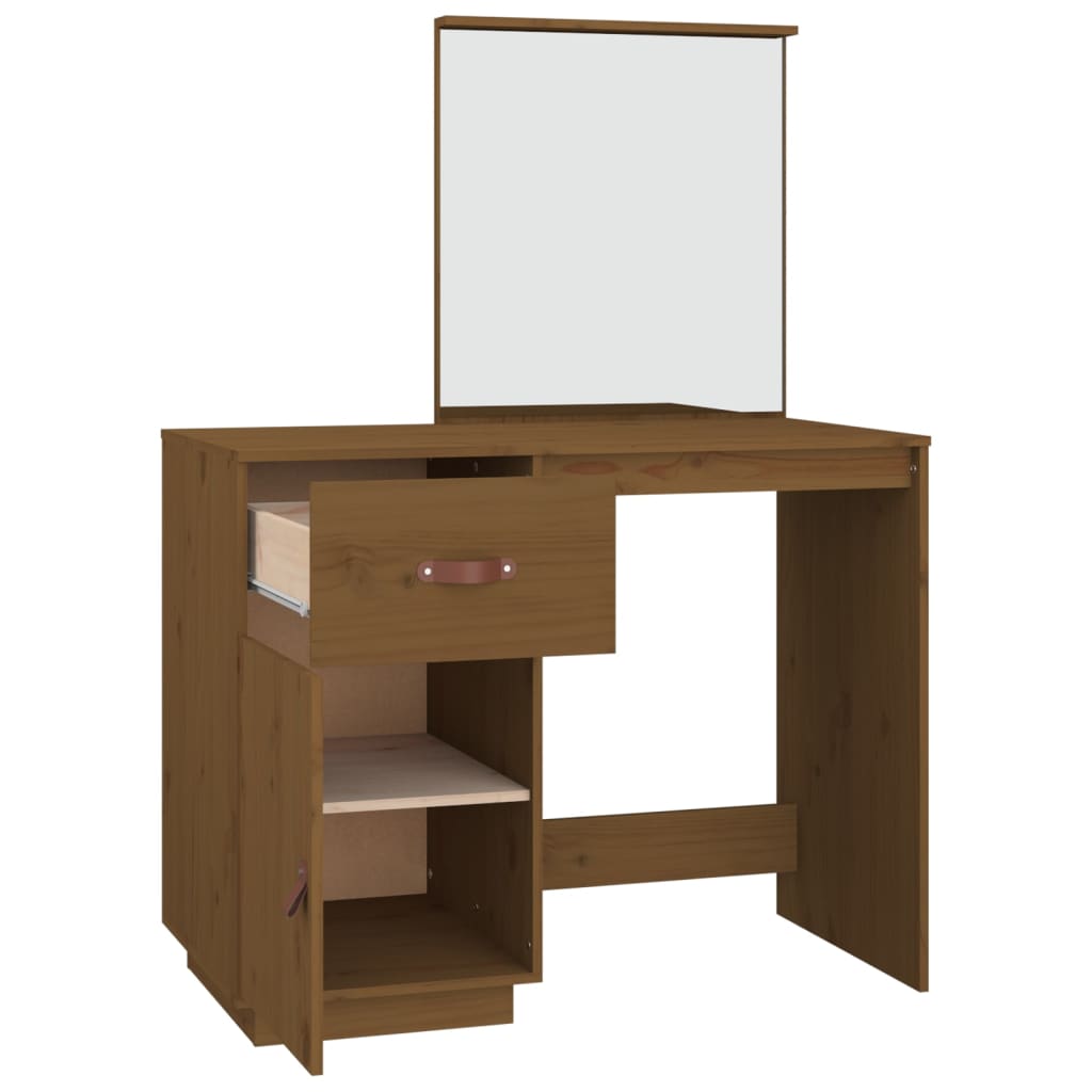 Dressing Table Honey Brown 95x50x134 cm Solid Wood Pine - Bend