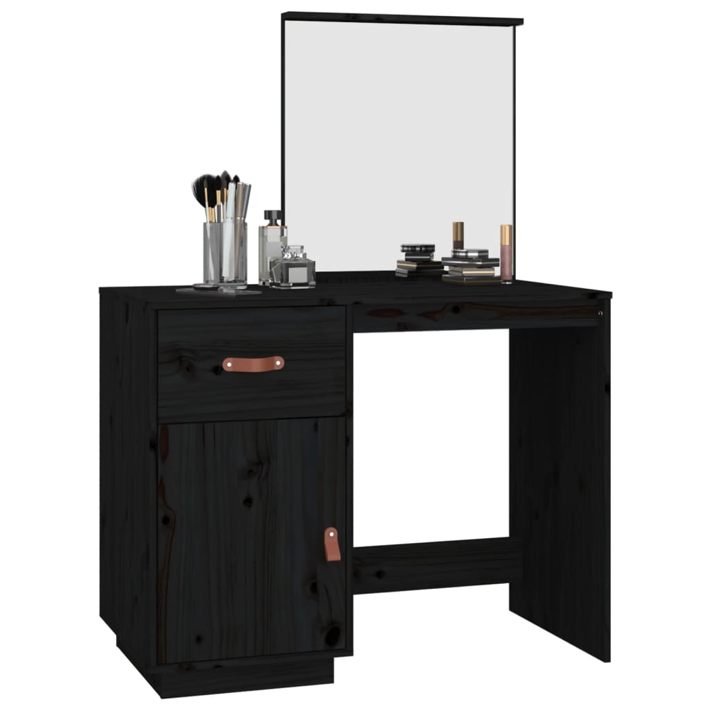 Dressing Table Black 95x50x134 cm Solid Wood Pine - Bend