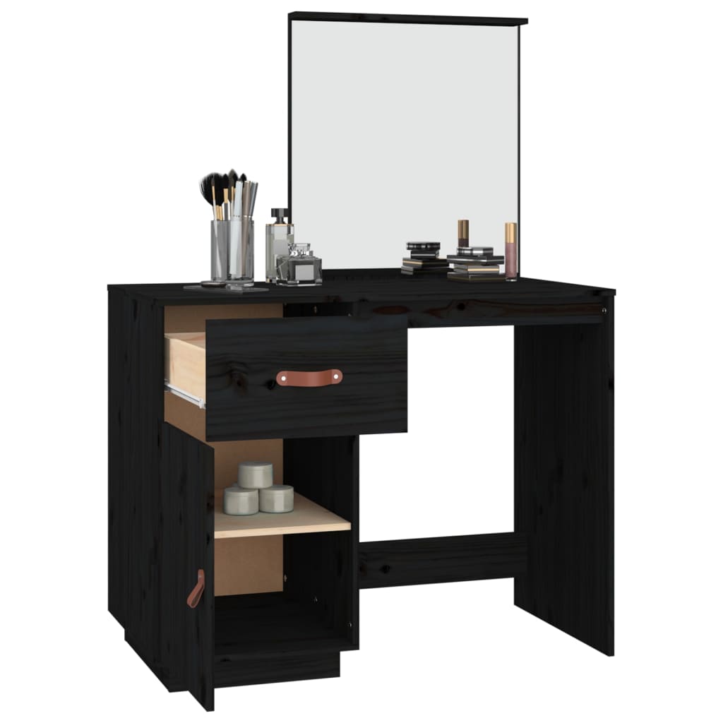 Dressing Table Black 95x50x134 cm Solid Wood Pine - Bend