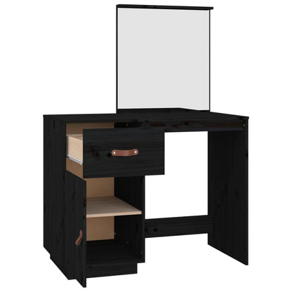 Dressing Table Black 95x50x134 cm Solid Wood Pine - Bend