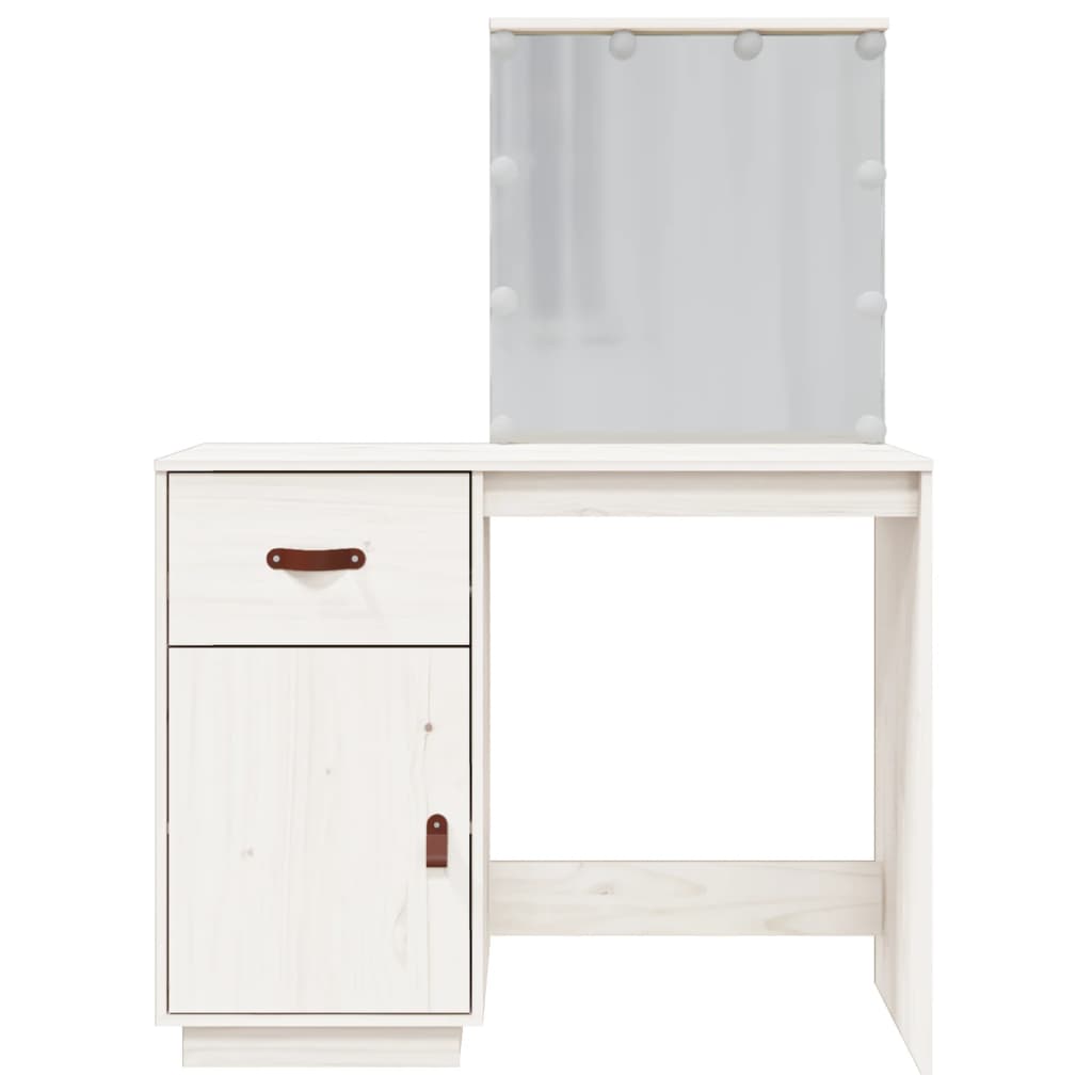 Dressing Table with LED White 95x50x133.5 cm Solid Wood Pine - Bend