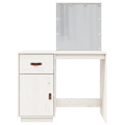 Dressing Table with LED White 95x50x133.5 cm Solid Wood Pine - Bend