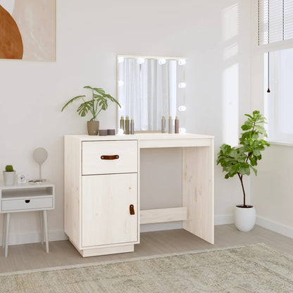 Dressing Table with LED White 95x50x133.5 cm Solid Wood Pine - Bend