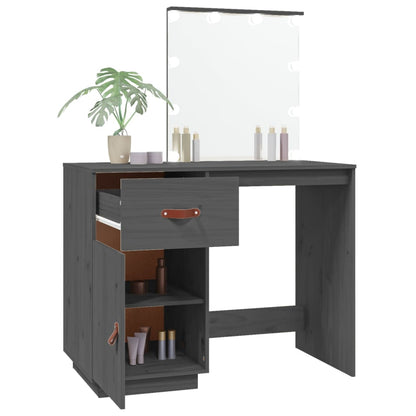 Dressing Table with LED Grey 95x50x133.5 cm Solid Wood Pine - Bend