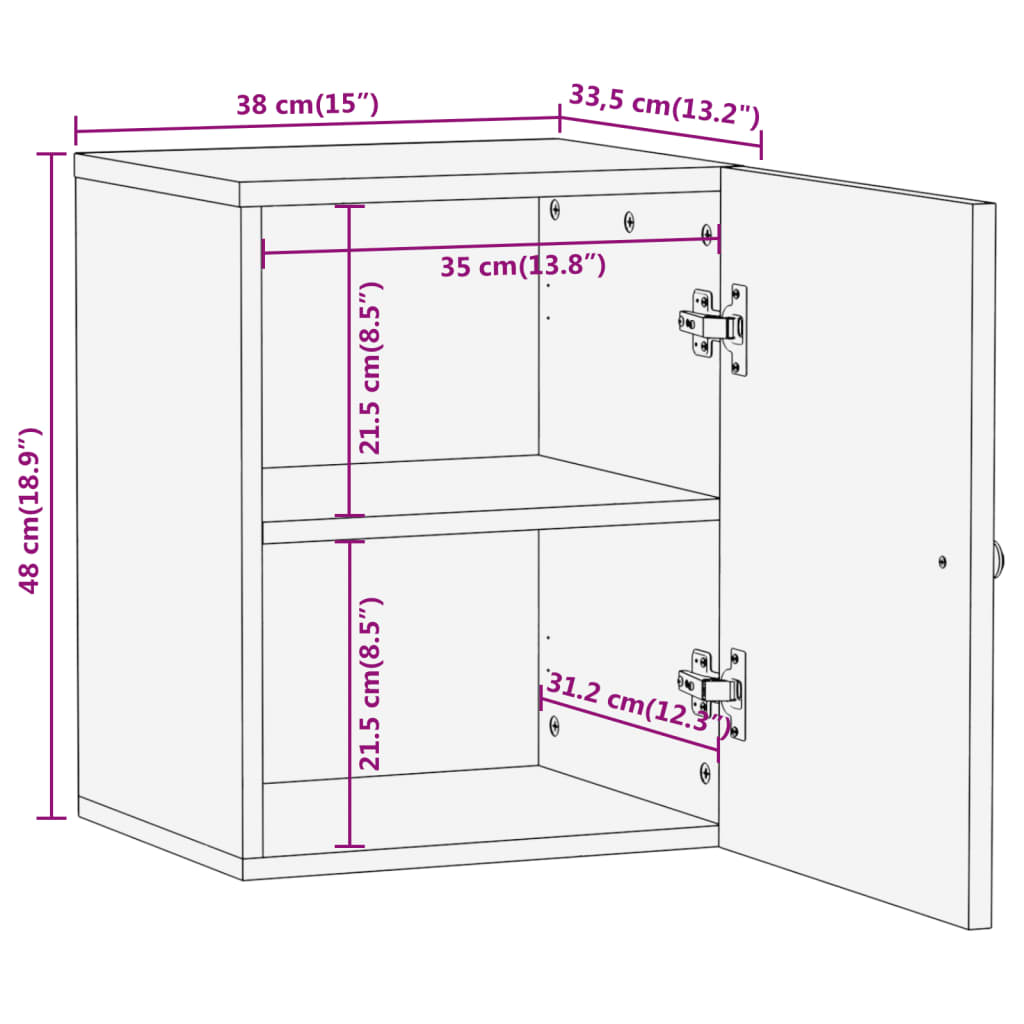 Bathroom Wall Cabinet Brown and Black Solid Wood Mango - Bend