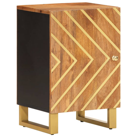 Mango Wood Bathroom Storage Cabinet in Brown and Black