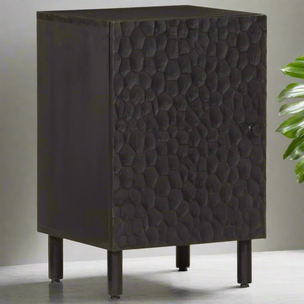 Black Mango Wood Bathroom Storage Cabinet