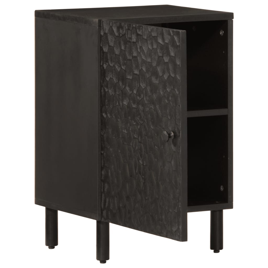 Black Mango Wood Bathroom Storage Cabinet