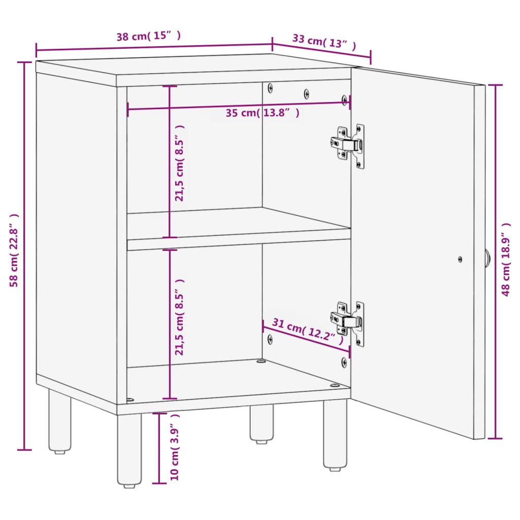 Black Mango Wood Bathroom Storage Cabinet