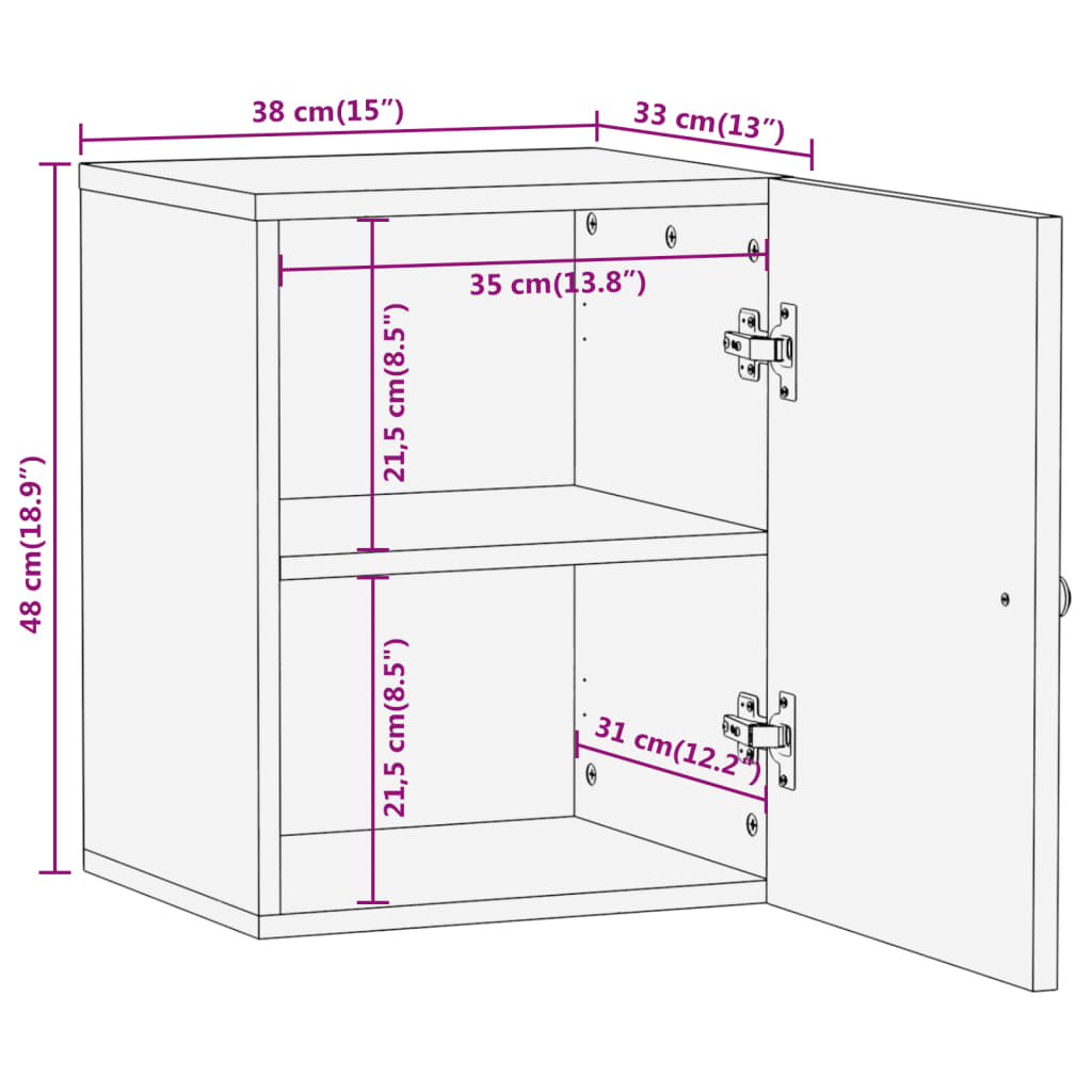 Bathroom Wall Cabinet 38x33x48 cm Solid Wood Acacia - Bend