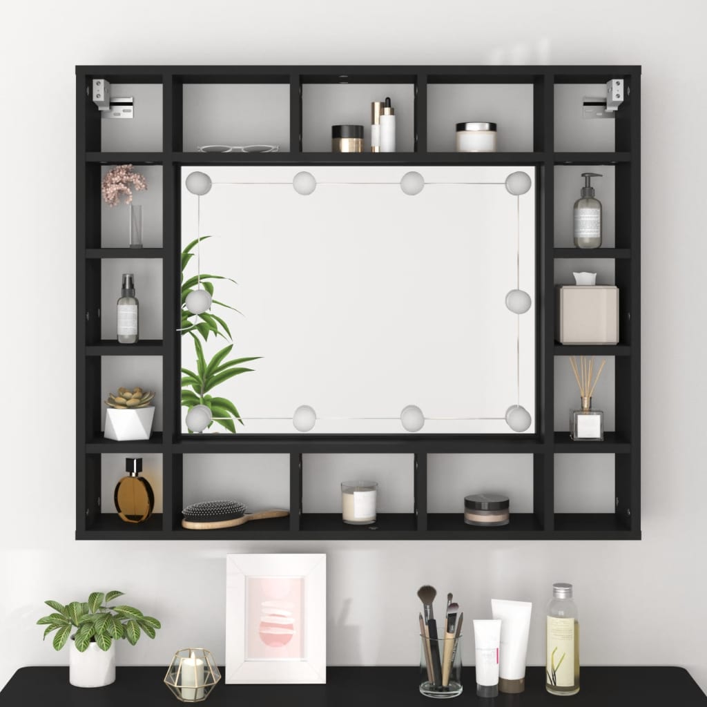 LED Mirror Cabinet Black 91x15x76.5 cm - Bend