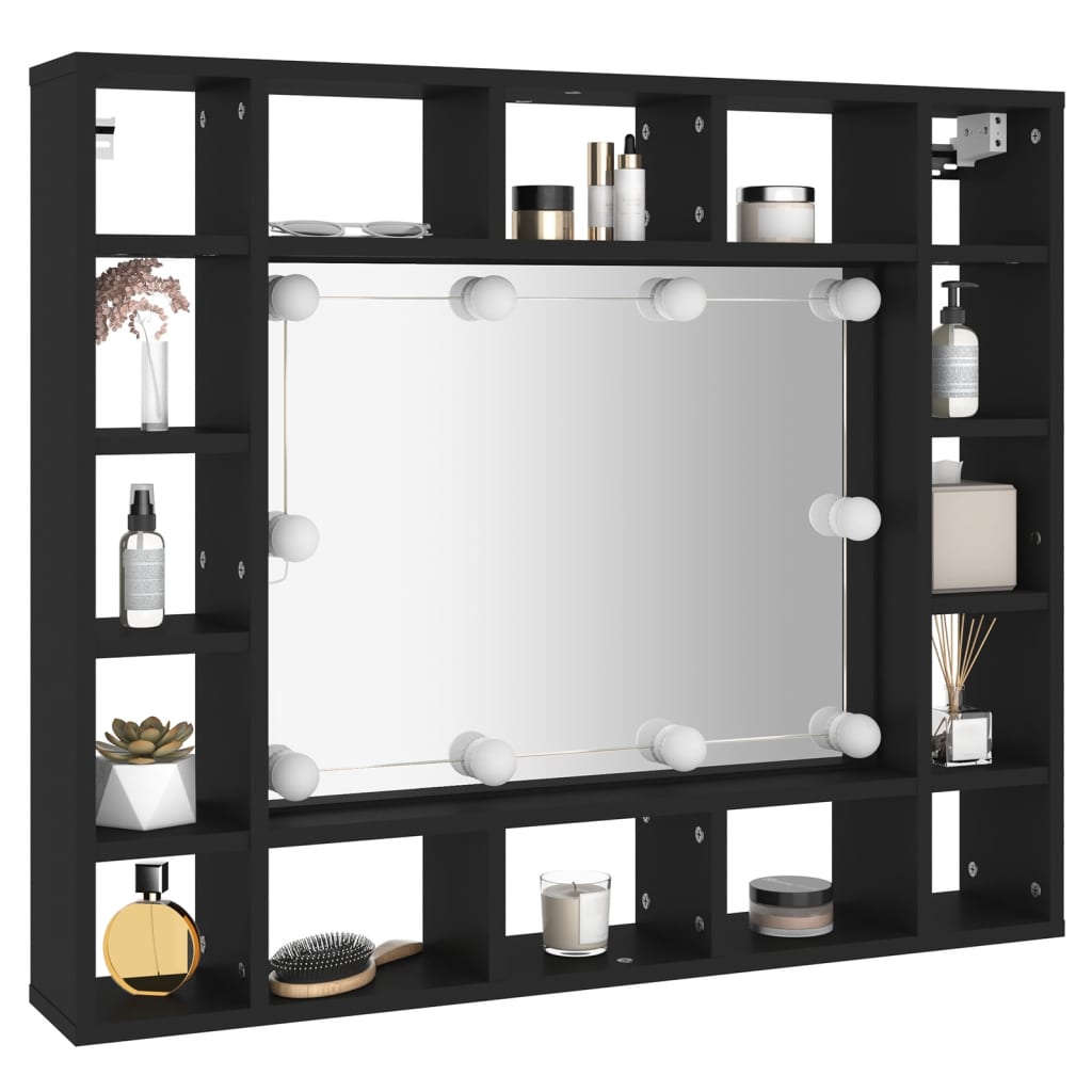 LED Mirror Cabinet Black 91x15x76.5 cm - Bend