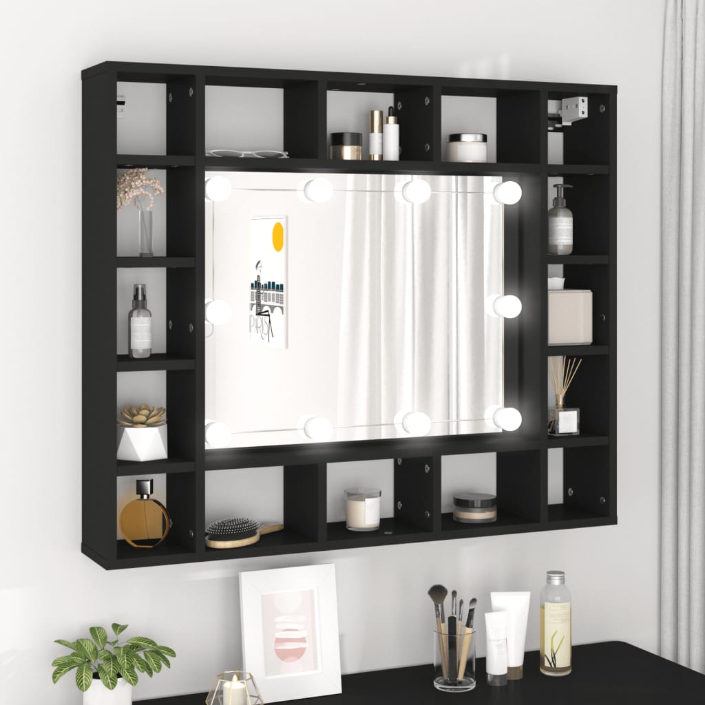 LED Mirror Cabinet Black 91x15x76.5 cm - Bend