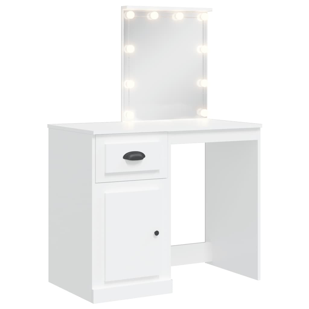 Dressing Table with LED Lights White 90x42x132.5 cm - Bend