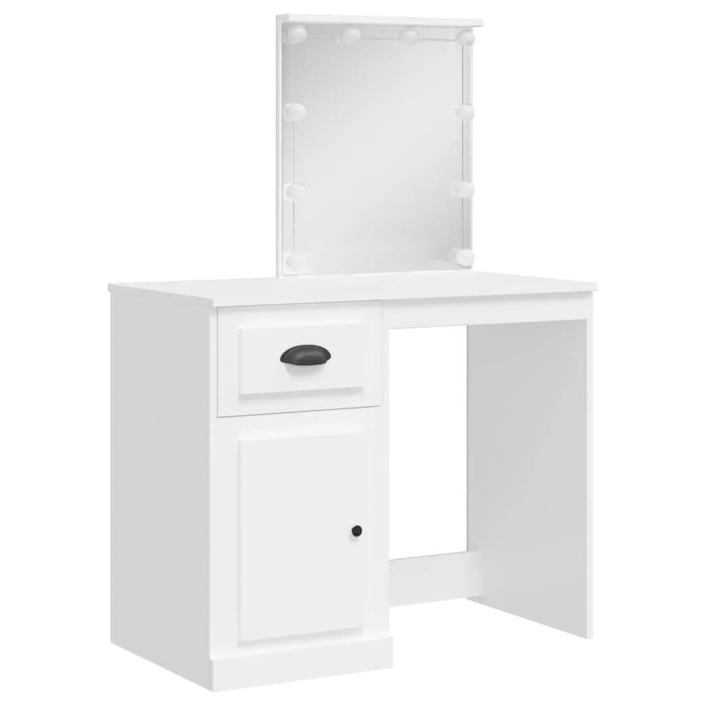 Dressing Table with LED Lights White 90x42x132.5 cm - Bend