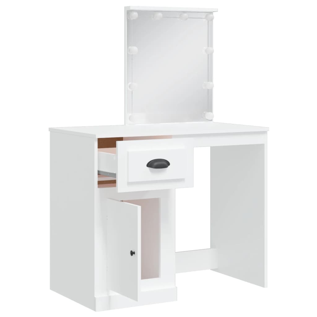 Dressing Table with LED Lights White 90x42x132.5 cm - Bend