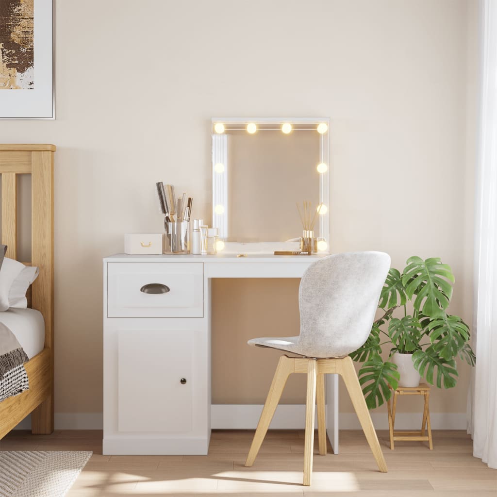 Dressing Table with LED Lights White 90x42x132.5 cm - Bend