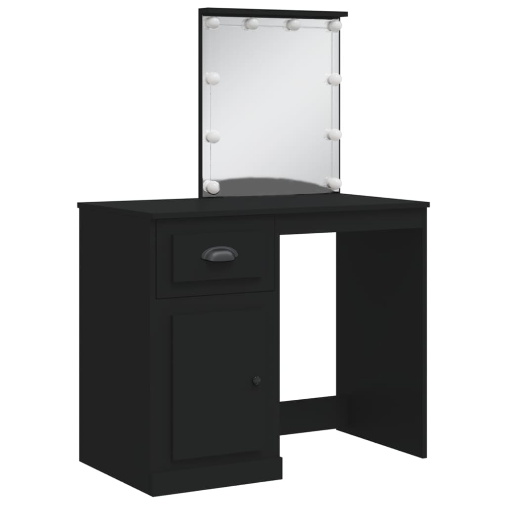 Dressing Table with LED Lights Black 90x42x132.5 cm - Bend