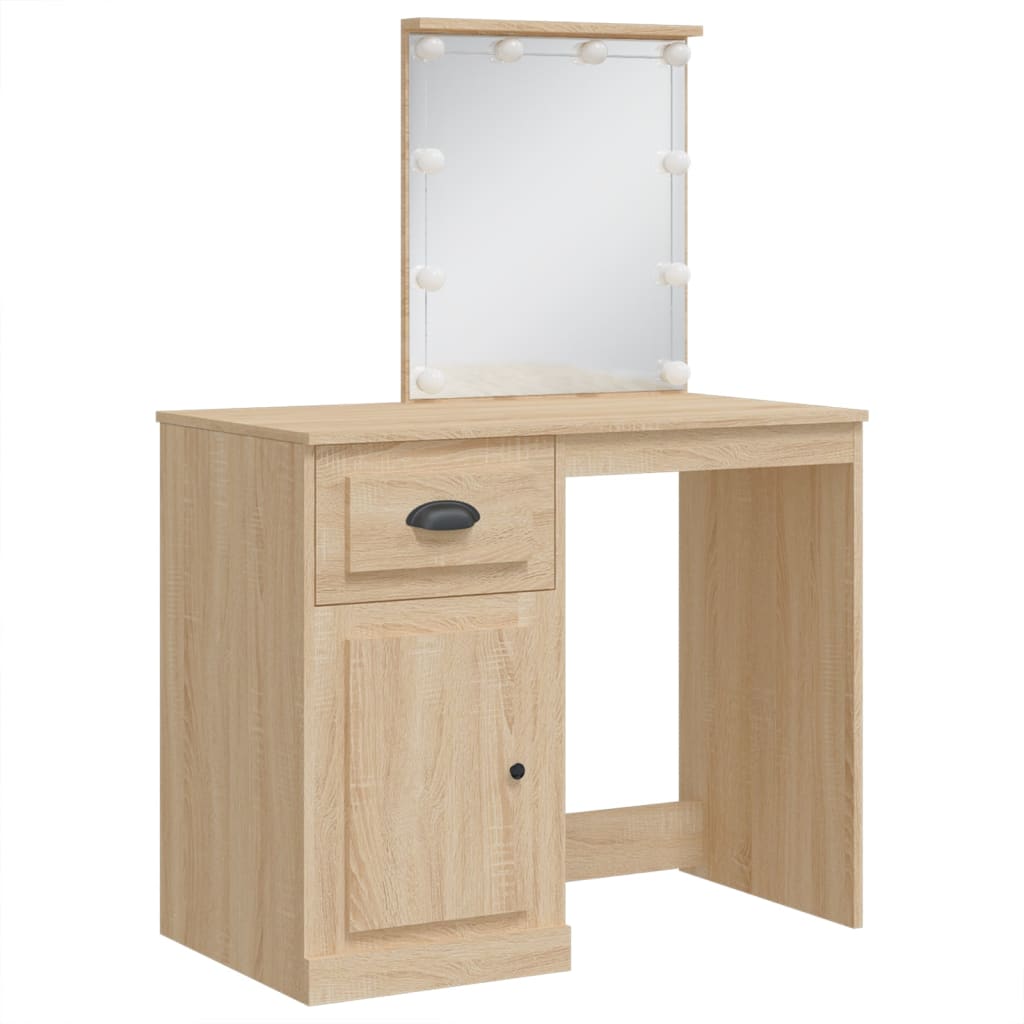 Dressing Table with LED Lights Sonoma Oak 90x42x132.5 cm - Bend