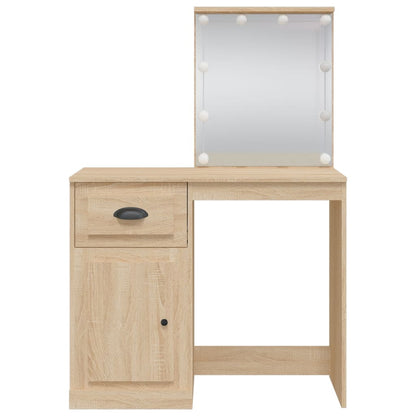 Dressing Table with LED Lights Sonoma Oak 90x42x132.5 cm - Bend