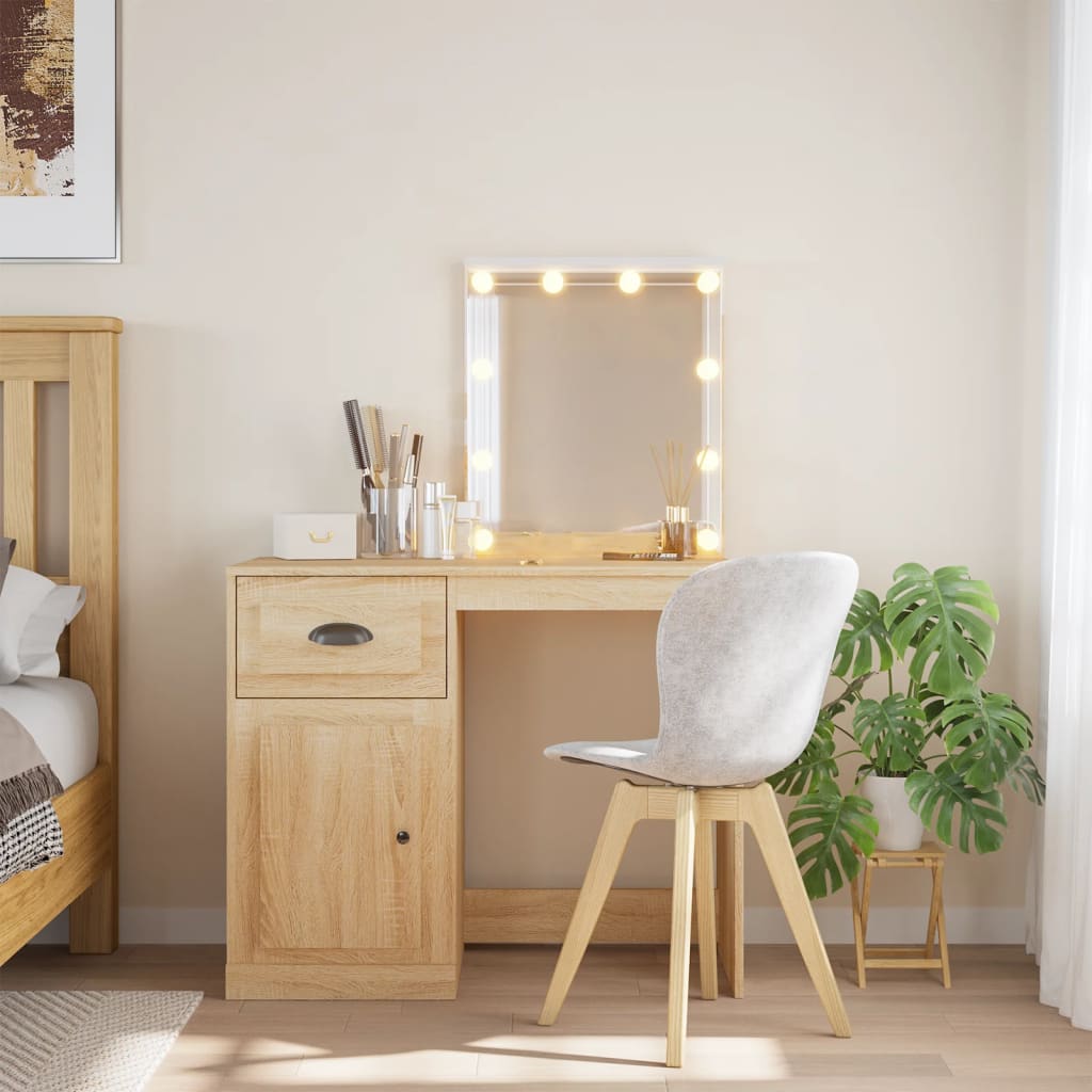 Dressing Table with LED Lights Sonoma Oak 90x42x132.5 cm - Bend