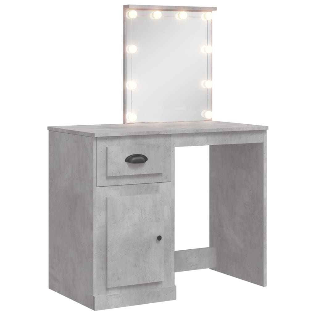 Dressing Table with LED Lights Concrete Grey 90x42x132.5 cm - Bend