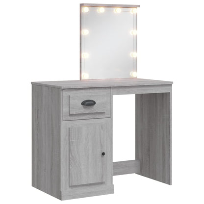 Dressing Table with LED Lights Grey Sonoma 90x42x132.5 cm - Bend