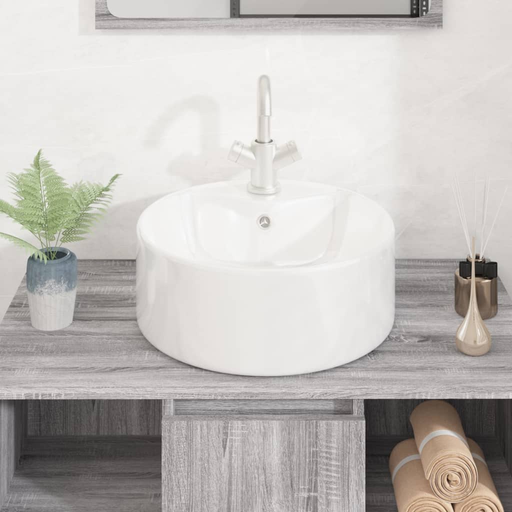 Wash Basin White 40x14.5 cm Ceramic Round