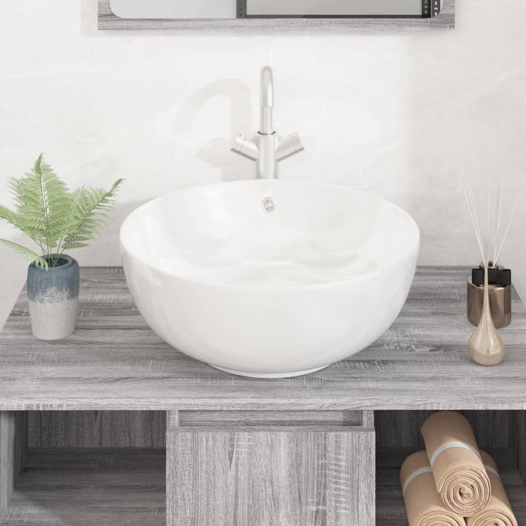 Wash Basin White 44x17 cm Ceramic Round