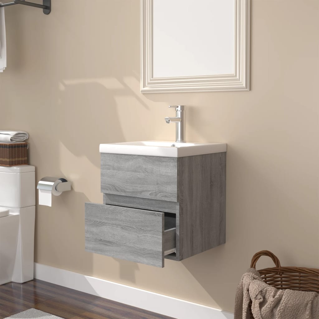 Sink Cabinet with Built-in Basin Grey Sonoma Engineered Wood