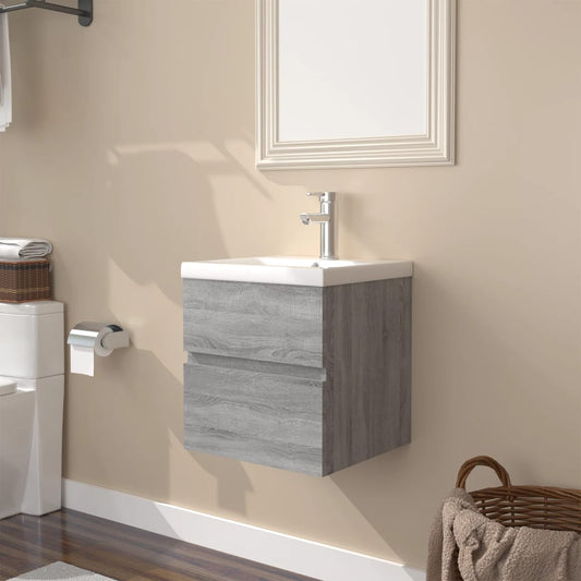 Sink Cabinet with Built-in Basin Grey Sonoma Engineered Wood