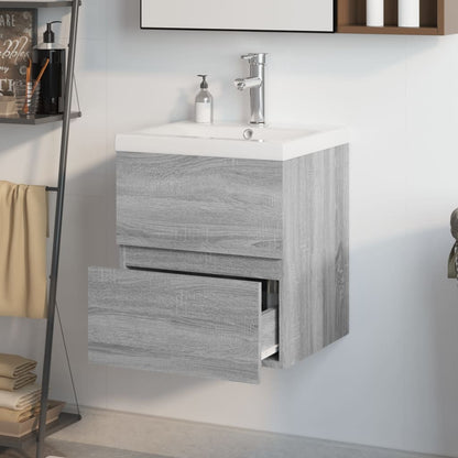 Sink Cabinet with Built-in Basin Grey Sonoma Engineered Wood