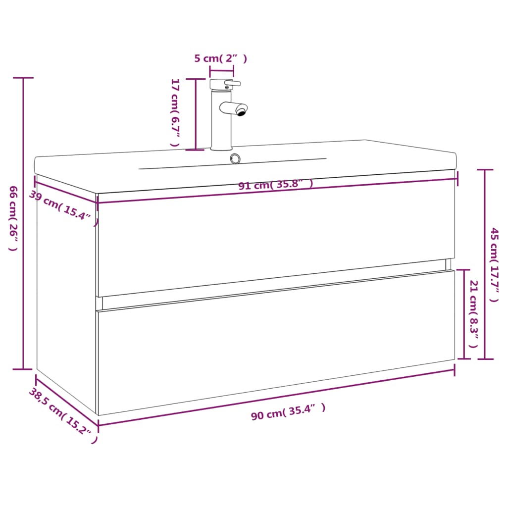 Sink Cabinet with Built-in Basin Grey Sonoma Engineered Wood - Bend