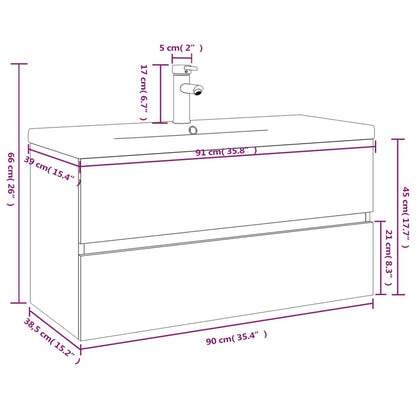 Sink Cabinet with Built-in Basin Grey Sonoma Engineered Wood - Bend