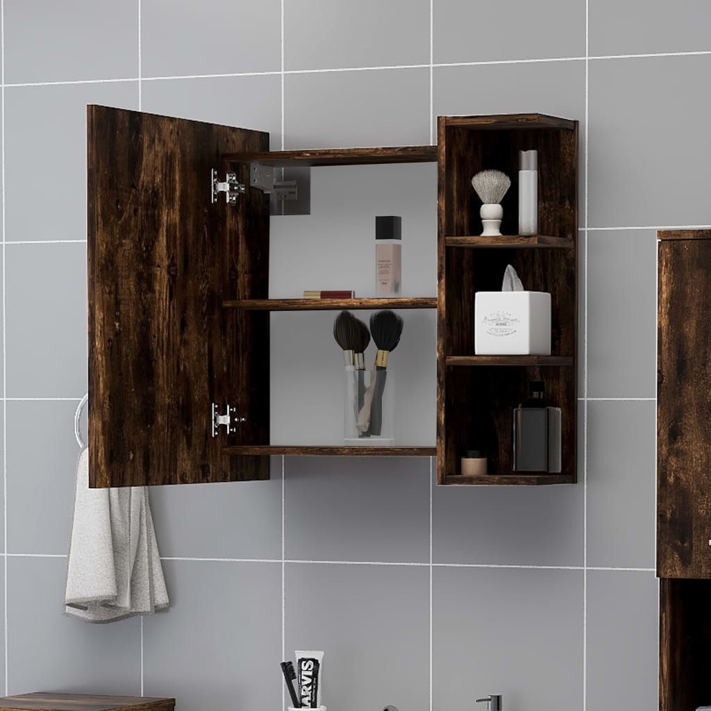 Bathroom Mirror Cabinet Smoked Oak 62.5x20.5x64cm Engineered Wood