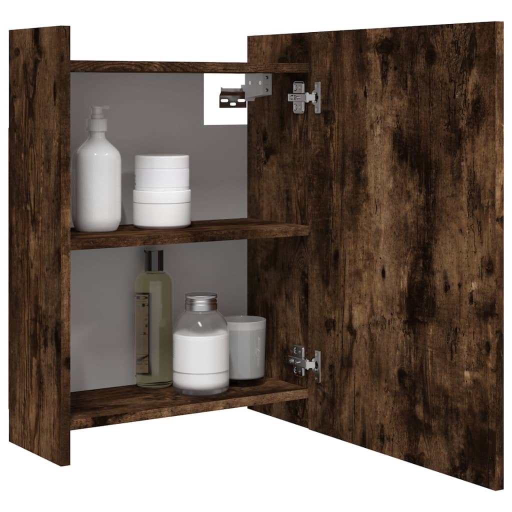 Bathroom Mirror Cabinet Smoked Oak 62.5x20.5x64cm Engineered Wood