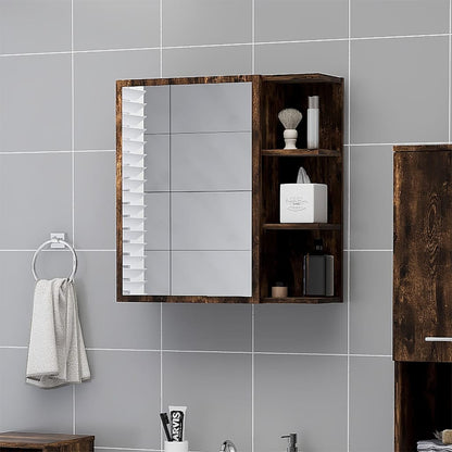 Bathroom Mirror Cabinet Smoked Oak 62.5x20.5x64cm Engineered Wood