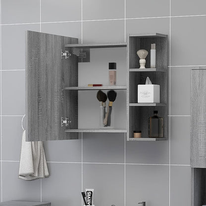 Bathroom Mirror Cabinet Grey Sonoma 62.5x20.5x64 cm Engineered Wood - Bend