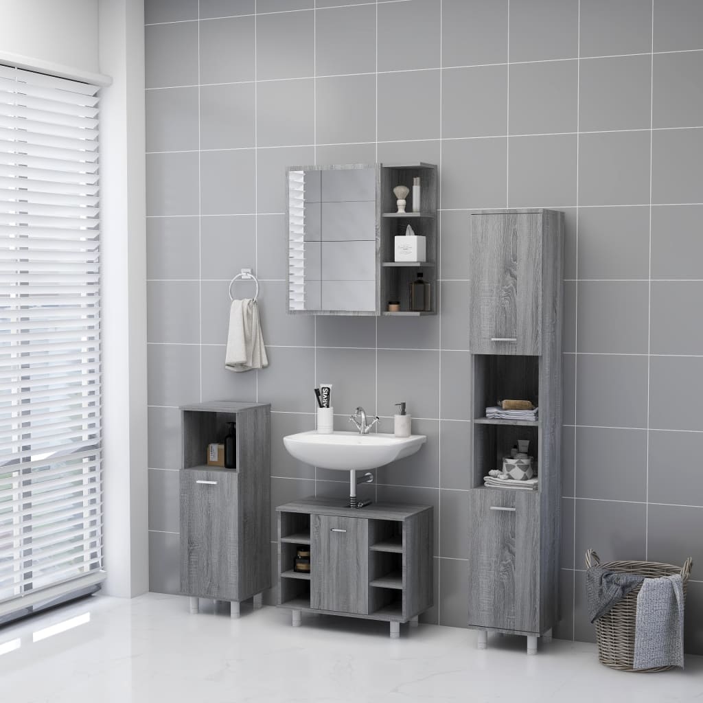 Bathroom Mirror Cabinet Grey Sonoma 62.5x20.5x64 cm Engineered Wood - Bend