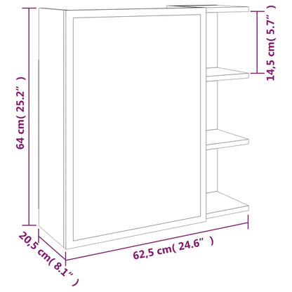 Bathroom Mirror Cabinet Grey Sonoma 62.5x20.5x64 cm Engineered Wood - Bend