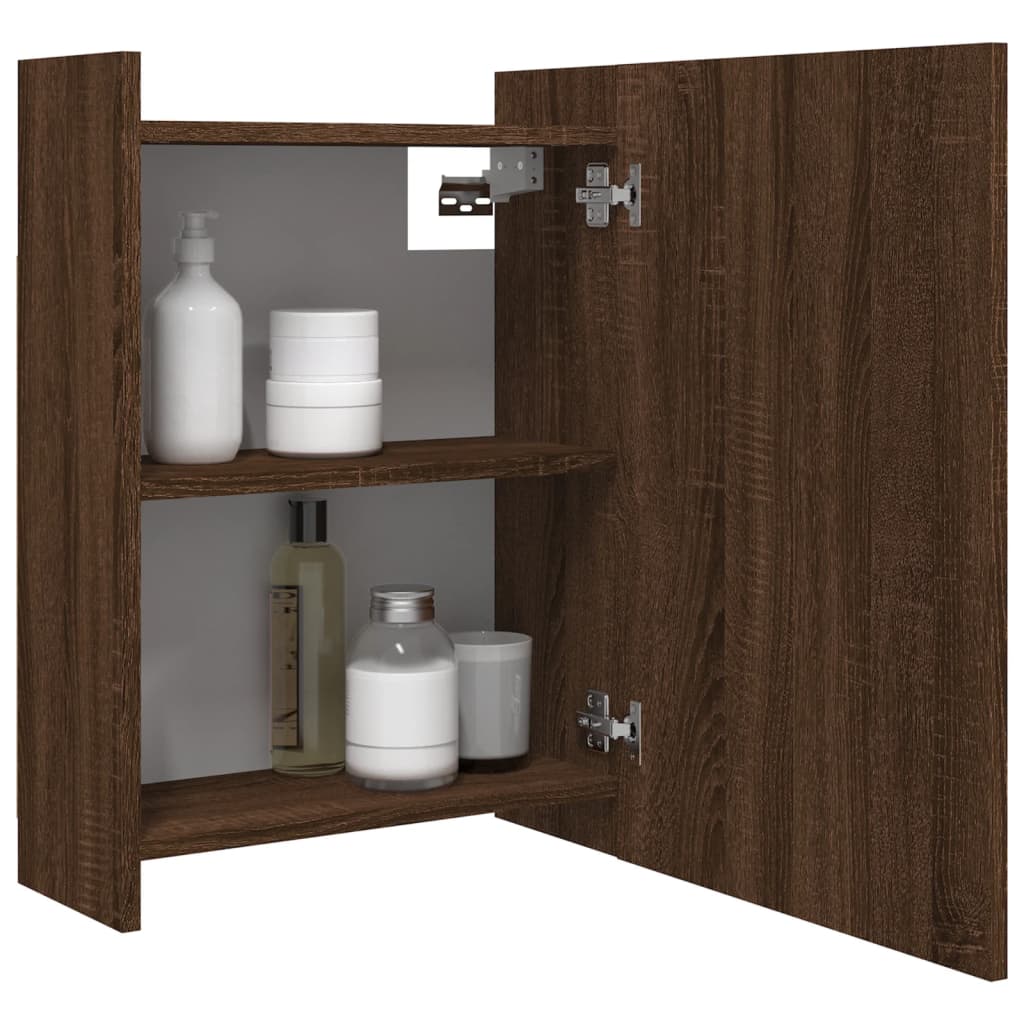 Bathroom Mirror Cabinet Brown Oak 62.5x20.5x64cm Engineered Wood - Bend