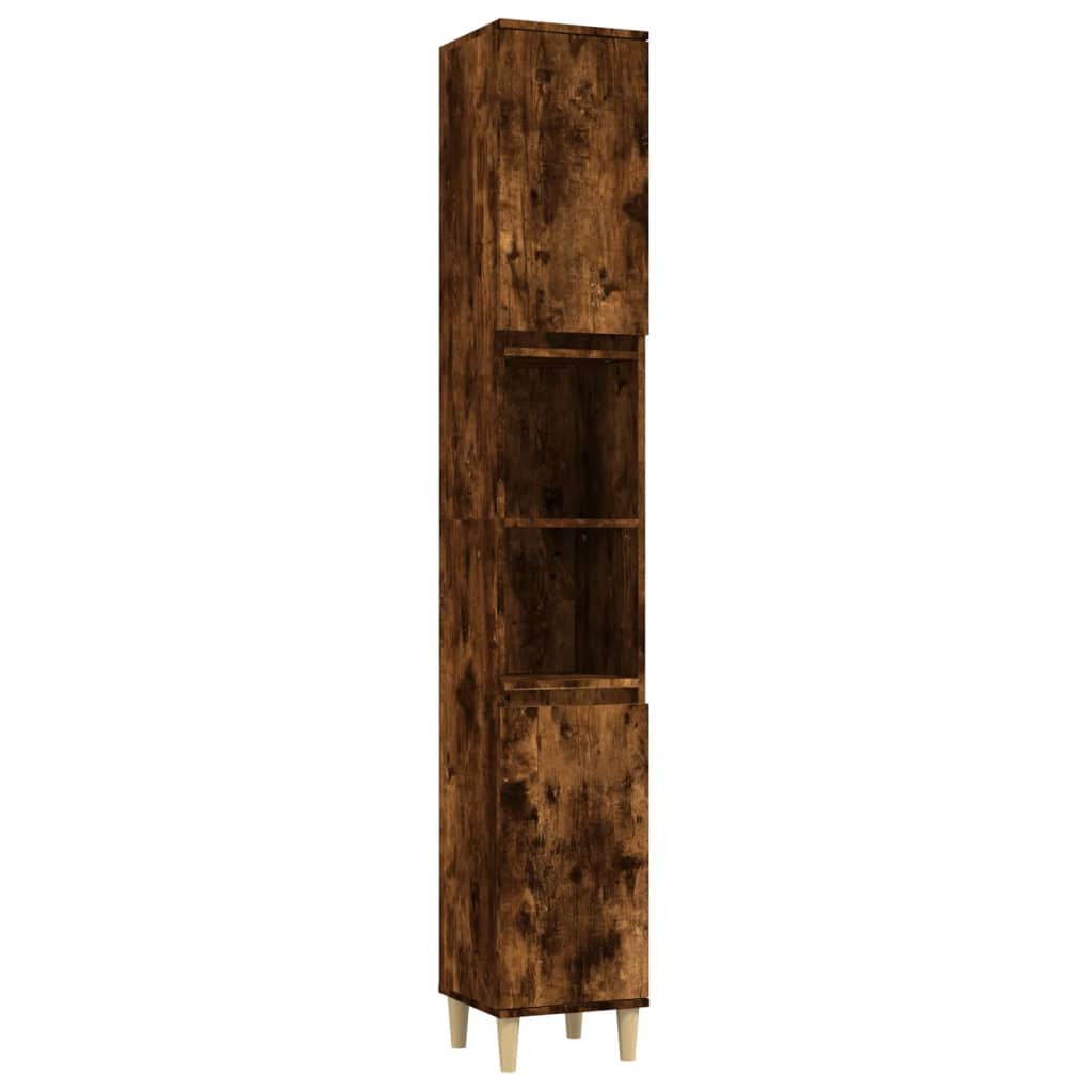 Bathroom Cabinet Smoked Oak 30x30x190 cm Engineered Wood - Bend