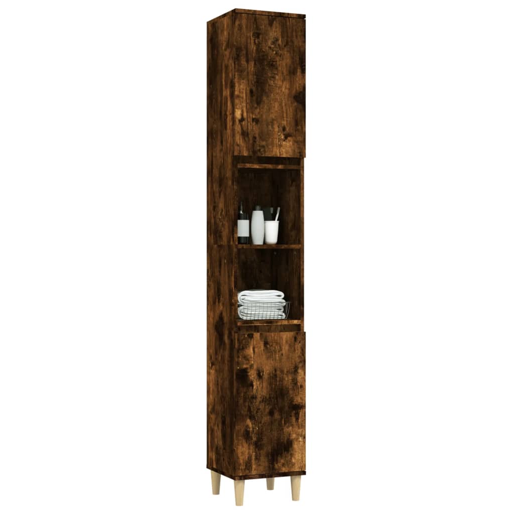 Bathroom Cabinet Smoked Oak 30x30x190 cm Engineered Wood - Bend